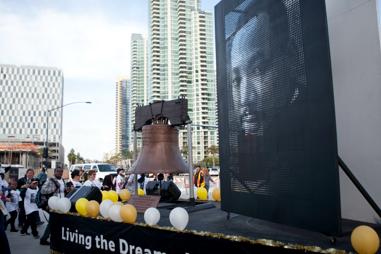 SDCE Welding Students build “Let Freedom Ring” Float with 6,000 holes punched through sheet metal plates.