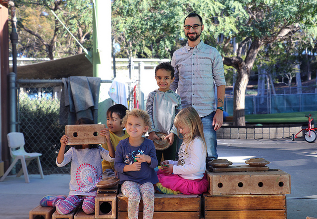 (Photo Courtesy of Rhett S. Miller/U C Regents) SDCE Graduate Simone Scano leads outdoor activities with UC San Diego Early Childhood Education Center (Photo Courtesy of Rhett S. Miller/U C Regents) SDCE Graduate Simone Scano leads outdoor activities with UC San Diego Early Childhood Education Center